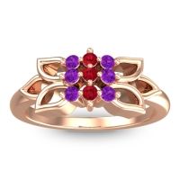 Ruby Fashion Ring In 18K Rose Gold With Amethyst – Prasuat Simple Ring