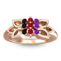 Ruby Fashion Ring In 18K Rose Gold With Amethyst And Black Onyx – Prasuat Simple Ring