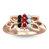 Ruby Fashion Ring In 18K Rose Gold With Aquamarine And Black Onyx – Prasuat Simple Ring