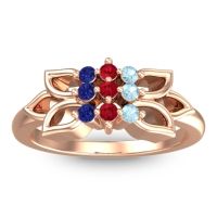 Ruby Fashion Ring In 18K Rose Gold With Aquamarine And Blue Sapphire – Prasuat Simple Ring