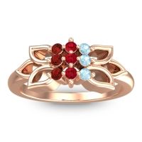 Ruby Fashion Ring In 18K Rose Gold With Aquamarine And Garnet – Prasuat Simple Ring