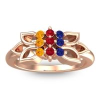 Ruby Fashion Ring In 18K Rose Gold With Blue Sapphire And Citrine – Prasuat Simple Ring