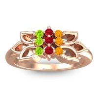 Ruby Fashion Ring In 18K Rose Gold With Citrine And Peridot – Prasuat Simple Ring