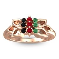 Ruby Fashion Ring In 18K Rose Gold With Emerald And Black Onyx – Prasuat Simple Ring