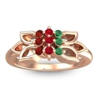 Ruby Fashion Ring In 18K Rose Gold With Emerald And Garnet – Prasuat Simple Ring