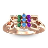 Swiss Blue Topaz Fashion Ring In 18K Rose Gold With Amethyst And Emerald – Prasuat Simple Ring