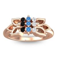 Swiss Blue Topaz Fashion Ring In 18K Rose Gold With Lab Diamond And Black Onyx – Prasuat Simple Ring