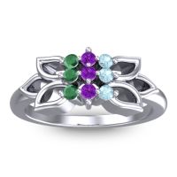 Amethyst Fashion Ring In Platinum With Aquamarine And Emerald – Prasuat Simple Ring