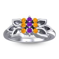Amethyst Fashion Ring In Platinum With Citrine – Prasuat Simple Ring