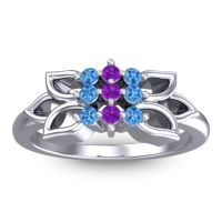 Amethyst Fashion Ring In Platinum With Swiss Blue Topaz – Prasuat Simple Ring