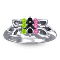 Black Onyx Fashion Ring In Platinum With Pink Tourmaline And Peridot – Prasuat Simple Ring