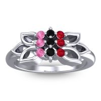 Black Onyx Fashion Ring In Platinum With Ruby And Pink Tourmaline – Prasuat Simple Ring