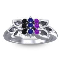 Blue Sapphire Fashion Ring In 18k White Gold With Amethyst And Black Onyx – Prasuat Simple Ring