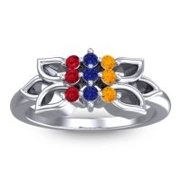 Blue Sapphire Fashion Ring In Platinum With Citrine And Ruby – Prasuat Simple Ring