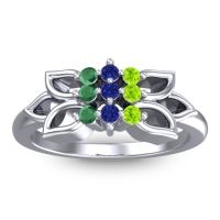Blue Sapphire Fashion Ring In 18k White Gold With Peridot And Emerald – Prasuat Simple Ring