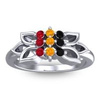 Citrine Fashion Ring In 18k White Gold With Black Onyx And Ruby – Prasuat Simple Ring