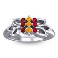 Citrine Fashion Ring In Platinum With Ruby And Garnet – Prasuat Simple Ring