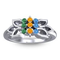 Citrine Fashion Ring In 18k White Gold With Swiss Blue Topaz And Emerald – Prasuat Simple Ring