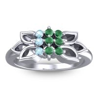 Emerald Fashion Ring In Platinum With Aquamarine – Prasuat Simple Ring