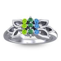 Emerald Fashion Ring In Platinum With Swiss Blue Topaz And Peridot – Prasuat Simple Ring
