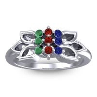 Garnet Fashion Ring In Platinum With Blue Sapphire And Emerald – Prasuat Simple Ring