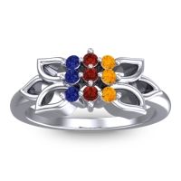 Garnet Fashion Ring In Platinum With Citrine And Blue Sapphire – Prasuat Simple Ring