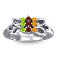 Garnet Fashion Ring In Platinum With Citrine And Peridot – Prasuat Simple Ring