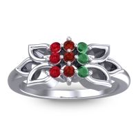 Garnet Fashion Ring In Platinum With Emerald And Ruby – Prasuat Simple Ring
