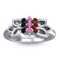 Pink Tourmaline Fashion Ring In Platinum With Garnet And Black Onyx – Prasuat Simple Ring