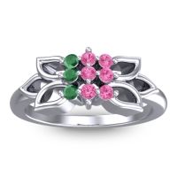 Pink Tourmaline Fashion Ring In 18k White Gold With Emerald – Prasuat Simple Ring