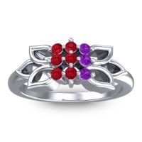 Ruby Fashion Ring In 18k White Gold With Amethyst – Prasuat Simple Ring