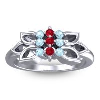 Ruby Fashion Ring In Platinum With Aquamarine – Prasuat Simple Ring
