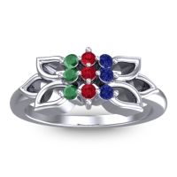 Ruby Fashion Ring In Platinum With Blue Sapphire And Emerald – Prasuat Simple Ring