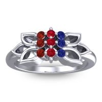 Ruby Fashion Ring In 18k White Gold With Blue Sapphire And Garnet – Prasuat Simple Ring