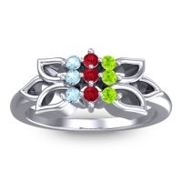 Ruby Fashion Ring In Platinum With Peridot And Aquamarine – Prasuat Simple Ring