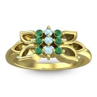 Aquamarine Fashion Ring In 18k Yellow Gold With Emerald – Prasuat Simple Ring