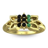Black Onyx Fashion Ring In 18k Yellow Gold With Emerald – Prasuat Simple Ring