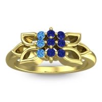 Blue Sapphire Fashion Ring In 18k Yellow Gold With Swiss Blue Topaz – Prasuat Simple Ring