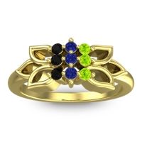 Blue Sapphire Fashion Ring In 18k Yellow Gold With Peridot And Black Onyx – Prasuat Simple Ring