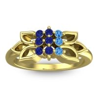 Blue Sapphire Fashion Ring In 18k Yellow Gold With Swiss Blue Topaz – Prasuat Simple Ring