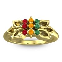 Citrine Fashion Ring In 18k Yellow Gold With Emerald And Ruby – Prasuat Simple Ring