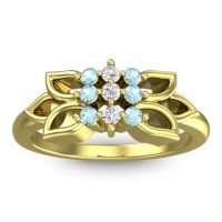 Lab Diamond Fashion Ring In 18k Yellow Gold With Aquamarine – Prasuat Simple Ring