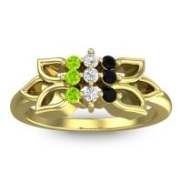 Diamond Fashion Ring In 18k Yellow Gold With Black Onyx And Peridot – Prasuat Simple Ring