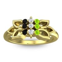Diamond Fashion Ring In 18k Yellow Gold With Peridot And Black Onyx – Prasuat Simple Ring