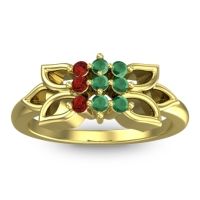 Emerald Fashion Ring In 18k Yellow Gold With Garnet – Prasuat Simple Ring