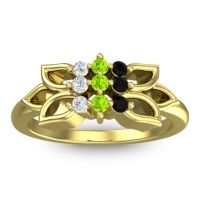 Peridot Fashion Ring In 18k Yellow Gold With Black Onyx And Diamond – Prasuat Simple Ring