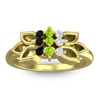 Peridot Fashion Ring In 18k Yellow Gold With Diamond And Black Onyx – Prasuat Simple Ring