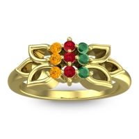 Ruby Fashion Ring In 18k Yellow Gold With Emerald And Citrine – Prasuat Simple Ring