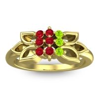 Ruby Fashion Ring In 18k Yellow Gold With Peridot – Prasuat Simple Ring