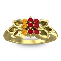 Ruby Fashion Ring In 18k Yellow Gold With Citrine – Prasuat Simple Ring